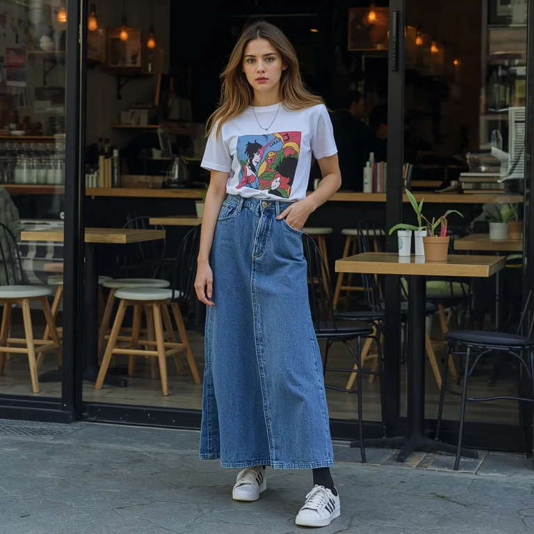 15 Stunning Denim Maxi Skirt Ideas and Chic Outfit Inspo